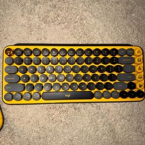 Logitech Yellow and Black Bluetooth Round-Key Wireless Keyboard